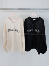 [UNISEX] leather glossy lettering oversized fit sweatshirt
