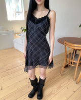 Serene Check Tiered Unbalance One Piece