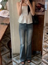 Shirring Flare Bustier Blouse (4color)