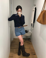 Yami Ribbed Deep V-Neck Knit