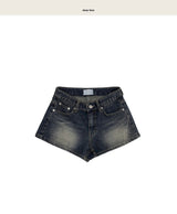 gin tonic low-roll denim washed short pt