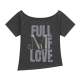 フォルムワンショルダーホットフィックスアンバランスハーフTシャツ
