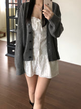 V-knit cardigan (2 colors)