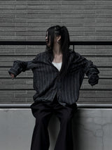 [unisex] オーバーフィットストライプシャツ (2color)