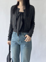 Cervi Sleeveless Button Long Sleeve Cardigan Set