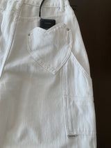 Luri Back Heart Pocket Carpenter Wide Pants 
