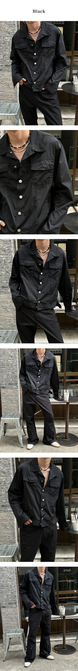 [Unisex] Satin trucker shirts jacket(2color)