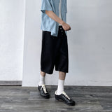 Button-Fly Structured Wide Shorts