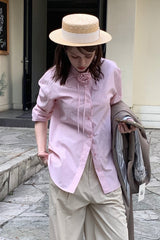 ブローチストライプシャツ_PINK