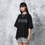 カッティングロゴオーバーサイズフィットTシャツ (BLACK)