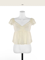 [ md pick / angel🤍 ] pon baby shimmer off shirring bl