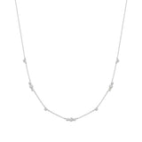 silver sparkling bezel cubic station rhodium plating + 925 silver necklace N065-04H