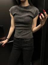 Pigment washing crop t-shirts(4color)