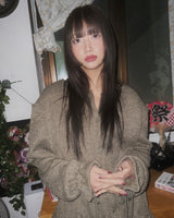 (3color) リボンフレアシャーリングルーズフィットニットカーディガン