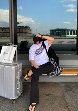 ナンバーキプデニムレタリングベーシックオーバーフィット半袖Tシャツ