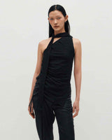 One Shoulder Lace Top _ BLACK
