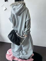 バルーンメイセットアップアベイラブルフリースプリンティドタトゥーエンブロイダリークロップジップアップ 🩶✨ 2 COLOR