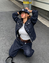ポーズノーカラーノンフェードデニムジャケット