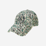 Round Logo Tweed Ball Cap (Black&Green&White)