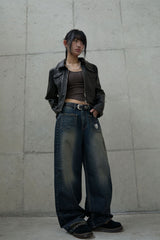 Pocket reverse denim pants