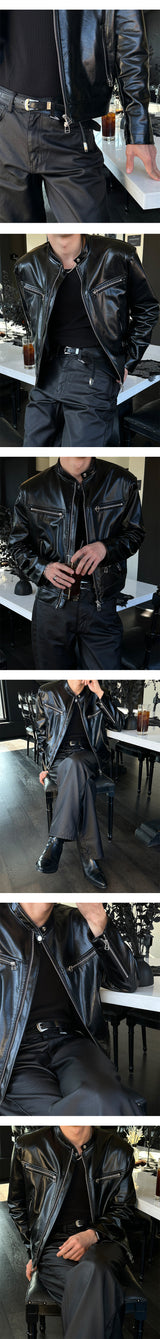 [Unisex] Coating leather wide pants