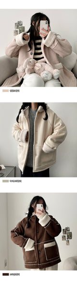 Diane Lovely Wool Hooded Mustang Coat