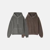 Fleece Henley Neck Pigment Hoodie
