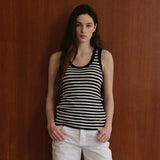 Wool 100% Striped Knit Sleeveless_Black