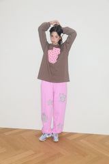 KIRING CHECK PATCH SWEAT PANTS (CHERRY PINK)
