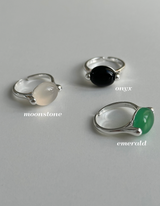 [92.5 silver] Point big stone ring (3color)