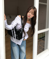 カンツスリットオフショルダー長袖Tシャツ