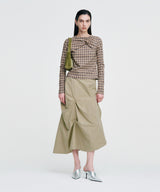 Twisted Check High-neck Top _ BEIGE