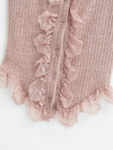 Brina Lace Ruffle Button Top
