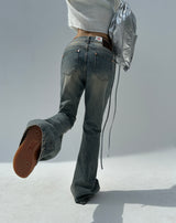 COFFEE BEAN LOOSE-FIT SEMI-WIDE YELLOW LIGHT BLUE BOOTCUT