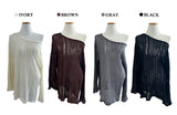 スラッシュダメージシースルールーズフィットロングスリーブニット (4 Colors)