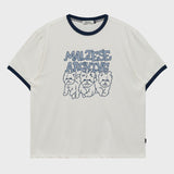Maltese archive line graphic ringer half sleeve T-shirt