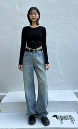 WIDE BLUE DENIM PANTS code 23000