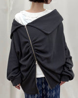Plush Diagonal  Zip Up (2colors)
