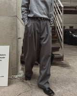 Luden wide pin tuck wool slacks