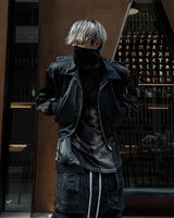 LEATHER WATERSLIDE CROPPED BOMBER