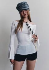 BEADED TIE NECKLACE (STRIPE)