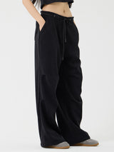 Chin Non-Obi Low-Rise Pants, Black