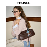 muva. Multi‑Pocket Genuine‑Leather Large‑Capacity Shoulder Bag, Cowhide Underarm Pillow‑Style Daily Purse, New Arrival Oct 17