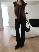 Front pocket semi bootcut pants