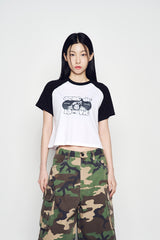 25SS スペースラビットラグランクロップ半袖Tシャツ ブラック