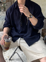 Look Diffacy Wrinkle Texture Summer Oversized Rayon Shirt