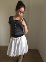 Striped V-neck Short Sleeve (2color)