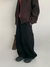Billet Buckle Stitch Curved Balloon Pants