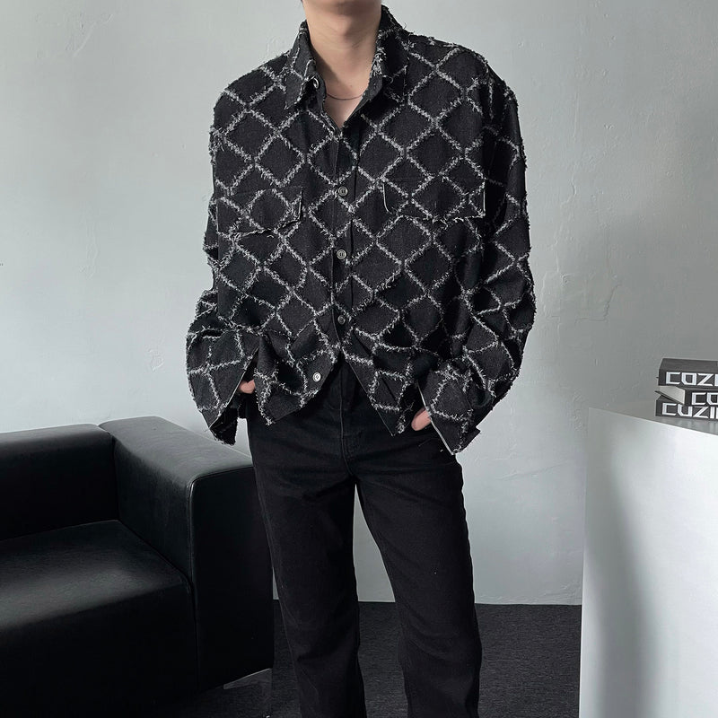 CR denim destroyed cutting cropped jacket (2 colors)