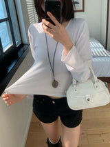 リブワイドロングスリーブスリムインナーTシャツ